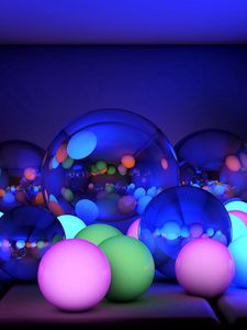 Preview wallpaper balls, size, neon, glow