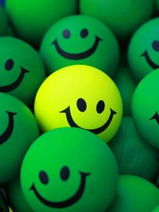 Preview wallpaper balls, smile, green, yellow