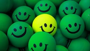 Preview wallpaper balls, smile, green, yellow