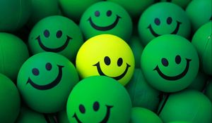 Preview wallpaper balls, smile, green, yellow