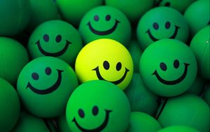 Preview wallpaper balls, smile, green, yellow