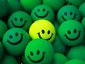 Preview wallpaper balls, smile, green, yellow