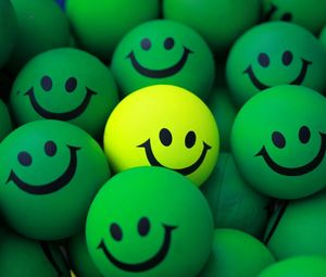 Preview wallpaper balls, smile, green, yellow