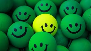 Preview wallpaper balls, smile, green, yellow