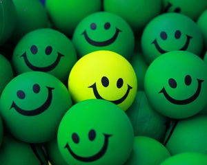 Preview wallpaper balls, smile, green, yellow