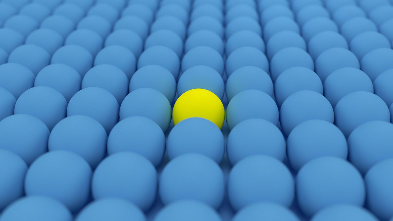 Wallpaper balls, spheres, 3d, yellow, blue