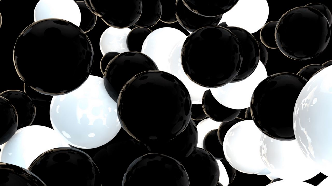 Wallpaper balls, spheres, black, white