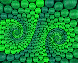 Preview wallpaper balls, spiral, rendering, rotation, green