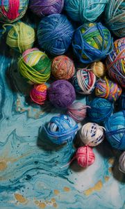 Preview wallpaper balls, threads, knitting, colorful