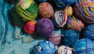 Preview wallpaper balls, threads, knitting, colorful