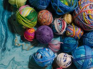 Preview wallpaper balls, threads, knitting, colorful