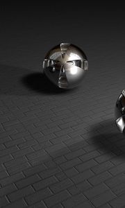 Preview wallpaper balls, three, shape, smooth, metal, surface, stone