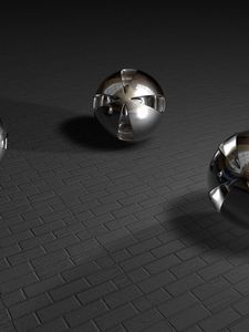 Preview wallpaper balls, three, shape, smooth, metal, surface, stone