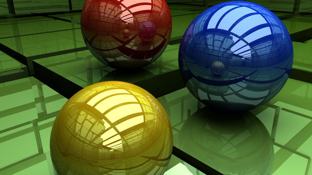 Wallpaper balls, three-colored, surface, cubic