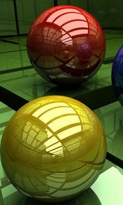 Preview wallpaper balls, three-colored, surface, cubic