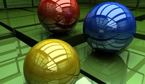 Preview wallpaper balls, three-colored, surface, cubic