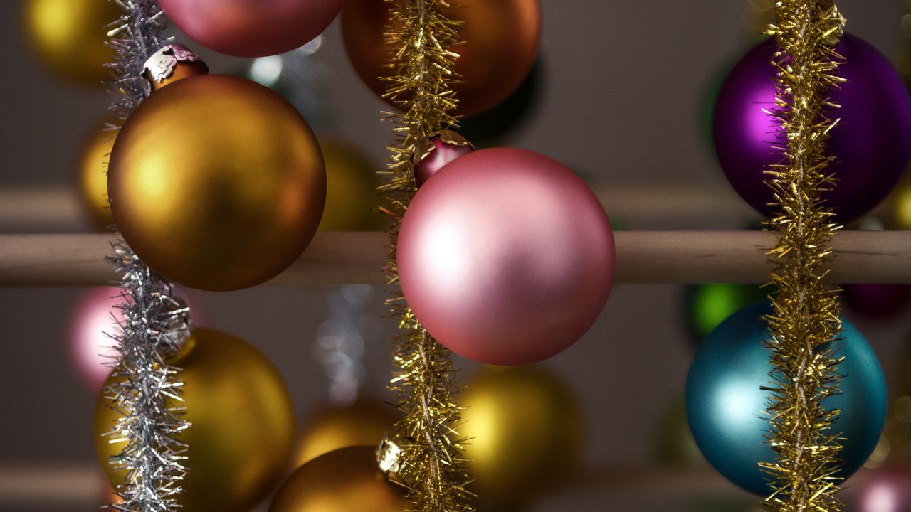 Wallpaper balls, tinsel, decorations, colorful, new year, christmas, holidays