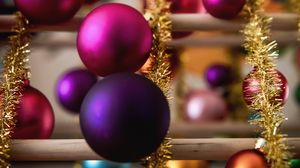 Preview wallpaper balls, tinsel, decorations, colorful, new year, christmas