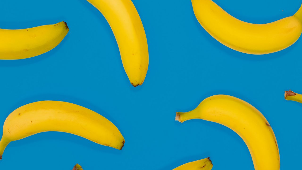 Wallpaper bananas, fruit, yellow, blue