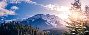 Preview wallpaper banff, canada, mountains, peaks, snow-covered