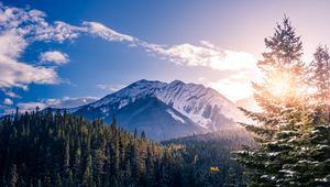 Preview wallpaper banff, canada, mountains, peaks, snow-covered