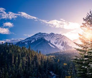 Preview wallpaper banff, canada, mountains, peaks, snow-covered