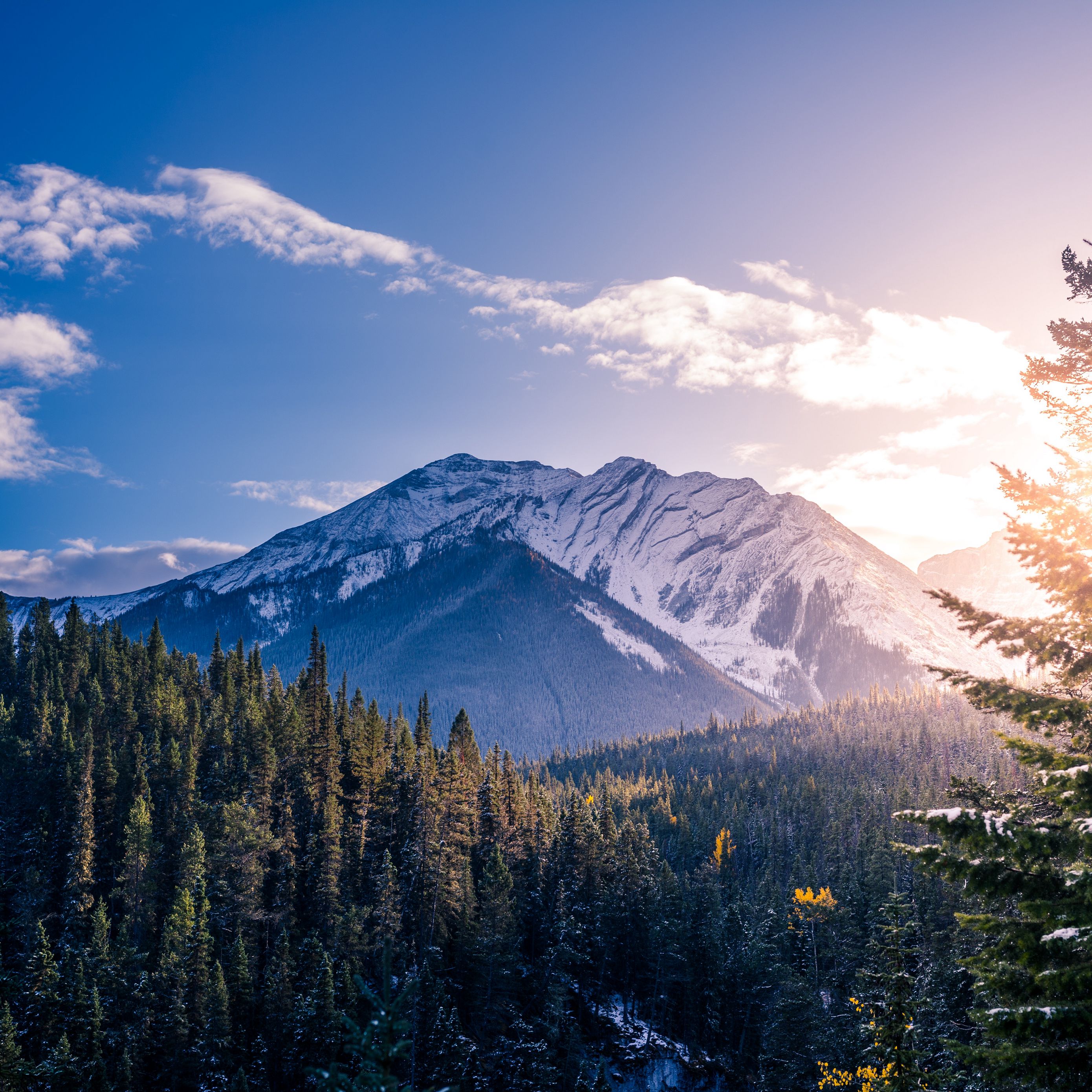 Download Wallpaper 2780x2780 Banff Canada Mountains Peaks Snow Covered Ipad Air Ipad Air 2 Ipad 3 Ipad 4 Ipad Mini 2 Ipad Mini 3 Ipad Mini 4 Ipad Pro 9 7 For Parallax Hd Background