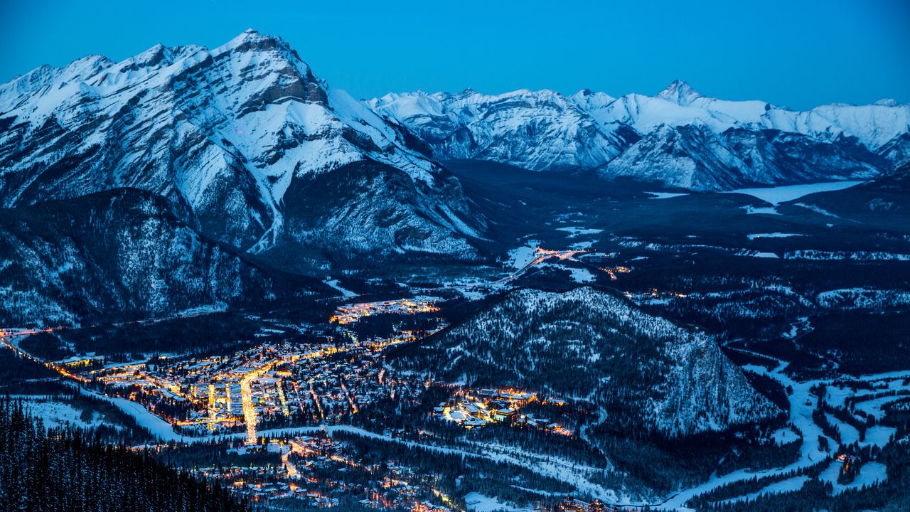 Wallpaper banff, canada, night, mountains