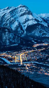 Preview wallpaper banff, canada, night, mountains