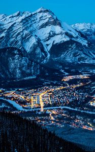 Preview wallpaper banff, canada, night, mountains