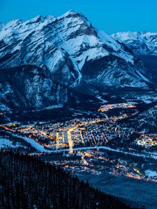 Preview wallpaper banff, canada, night, mountains