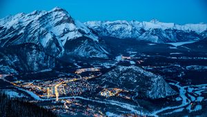 Preview wallpaper banff, canada, night, mountains