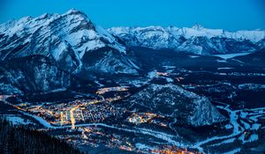 Preview wallpaper banff, canada, night, mountains