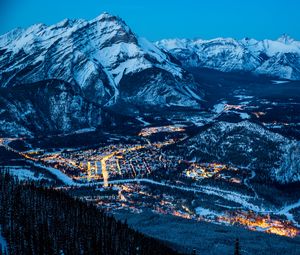 Preview wallpaper banff, canada, night, mountains