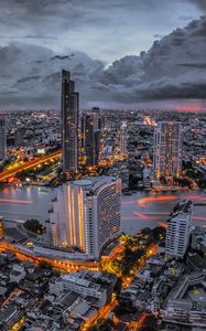 Preview wallpaper bangkok, night city, view from above, skyscrapers, metropolis