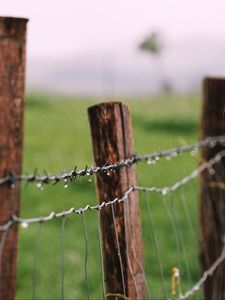 Preview wallpaper barbed wire, fence, drops