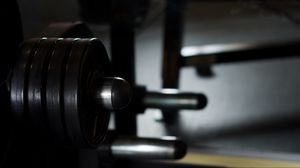 Preview wallpaper barbell, gym, sport, black and white