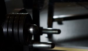 Preview wallpaper barbell, gym, sport, black and white