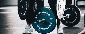 Preview wallpaper barbell, legs, gym, sports, iron