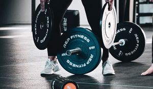 Preview wallpaper barbell, legs, gym, sports, iron