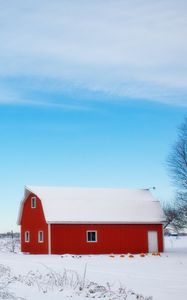 Preview wallpaper barn, winter, sky, tree