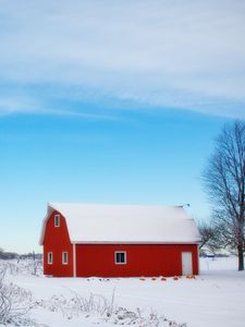 Preview wallpaper barn, winter, sky, tree