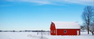 Preview wallpaper barn, winter, sky, tree