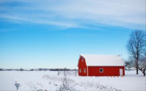 Preview wallpaper barn, winter, sky, tree