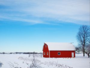 Preview wallpaper barn, winter, sky, tree