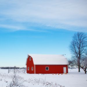 Preview wallpaper barn, winter, sky, tree