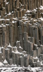 Preview wallpaper basalt columns, columns, stone, snow