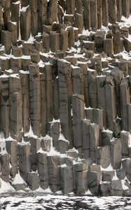 Preview wallpaper basalt columns, columns, stone, snow