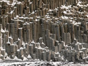Preview wallpaper basalt columns, columns, stone, snow