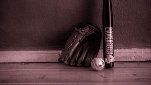 Preview wallpaper baseball, bat, glove, inventory, sport
